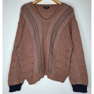 Gigio Aztec Sweater Sz M Cable Knit Slouchy Oversized Boho Grandpa Wool & Mohair